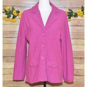 Appleseed's Ladies M Plum Purple 100% Wool Sweater Jacket Button Up Warm Career
